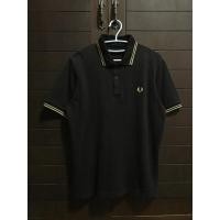 ราคา Fred Perry Twin Tipped Gold Stiped Black Polo 40 M12 Made in England (46557816243)