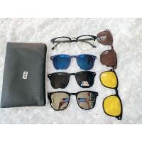 ราคา แว่นตากันแดด เปลี่ยนเลนส์กระจกได้5เลนส์(รุ่นคลิปออน)5in1 ทรงคลับมาสเตอร์ (16414098033)
