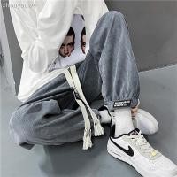 ราคา จัดส่งในวันเดียวกัน = กางเกงผ้าลูกฟูกชายฤดูใบไม้ร่วงหลวมสบายๆกางเกงขากว้าง ins Street Wear High Street All-Match กางเกงขายาวข้อเท้า (55207239358)