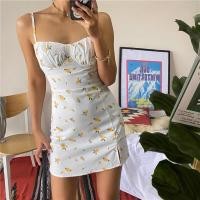 ราคา มินิเดรสสายเดี่ยวลายดอกไม้สีขาว งานซิปข้าง สายฝอ (ป้าย YPY) (7050520538)