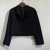 ราคา GU เสื้อเชิ้ตผู้หญิง ทรงครอปมีซับใน ผ้าโพลี สีดำ size S ของแท้ มือสอง สภาพดี (41427062917)