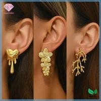 ราคา ต่างหูดอกไม้สแตนเลสสีทองทรงเรขาคณิต สำหรับผู้หญิง เครื่องประดับสำหรับงานแต่งงานและของขวัญ (46256734971)