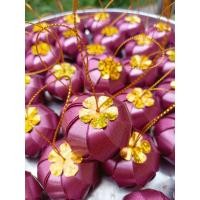 ราคา เหรียญโปรยทานมังคุด ตกแต่งขั้วและใบสีทอง (งานสาน 2 รอบ) (41652265941)