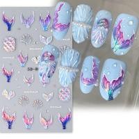 ราคา สติกเกอร์ ลายหางนางเงือก แมงกะพรุน 5D สีฟ้า สําหรับตกแต่งเล็บ DIY (22075775900)