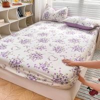 ราคา 3IN1 ดอกไม้พิมพ์ผ้าปูที่นอนชุดสีม่วง INS สไตล์ Cadar ชุดเดี่ยว/Queen/King Size ผ้าปูที่นอนสําหรับผ้าปูที่นอนติดตั้งบ้าน (41305570060)