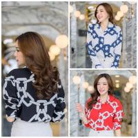 ราคา เสื้อเชิ้ตผู้หญิง เชิ้ตแขนยาวลายโซ่ เสื้อเชิ้ตแขนยาว ลายปริ้นส์สุดหรู ทรงสวยมาก แมทช์ง่าย เนื้อผ้าไหมพิมพ์ลายอย (13470412888)