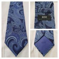 ราคา HUGO BOSS 100% Silk Necktie Made in Italy Blue Paisley (48556185113)