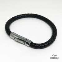 ราคา Sale!!Leather bracelet (Black)-สร้อยข้อมือหนัง PU สีดำ ตัวอะไหล่สีเงิน (589425414)