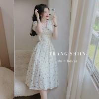 ราคา ชุดเดรสแฟชั่นผู้หญิงใส่ออกไปข้างนอกผ้าโฟมลายดอกไม้มีกระดุมพันกระโปรงบานยาว (29563665753)