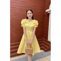 ราคา ชุดเดรสผ้าไทยสีขาว สีเหลือง (18091513581)