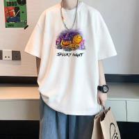ราคา SOLOHalloween 2025 fashion cartoon print T-shirts summer casual black and white Men and women T-shirts with graphic coll (40213622111)