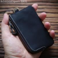 ราคา 【2022 -2025】 ผู้ชายสั้นหนังแท้ซิปกระเป๋าสตางค์ขนาดเล็กหนังม้าบ้ากระเป๋าเงินเหรียญหนังวัวชั้นแรกกระเ (48803734814)