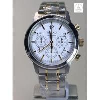 ราคา นาฬิกา ไซโก้ ผู้ชาย จับเวลาได้ Seiko Chronograph รุ่น SSB009P1หน้าปัทม์สีขาว สายสีเงินสลับทอง ของเเท้ 100% CafeNalika (7027648650)