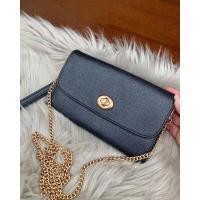 ราคา Coach F22828 ใบนี้สีน้ำเงิน สายโซ่ทอง คล้องมือได้ สายถอดได้ ใส่มือถือรุ่นพลัสได้ ของแท้ (5564375808)
