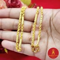 ราคา สร้อยคอทองลายผ่าหวายกลมคั่นปล้องตัดลาย พ่นทราย ความยาว 22 นิ้ว เทียบเท่า 1 บาท ใส่ออกงานได้ ดีไซน์สวย ชุบทอง แฟชั่น (27831579921)