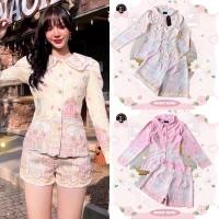 ราคา ชุดเข้าเซตผู้หญิง ชุดเซตกางเกงขาสั้น น่ารักมากๆ เสื้อแขนยาวคอปก+กางเกงขาสั้น สีพาสเทล น่ารักมากๆ งานป้าย modern girl (19602257865)