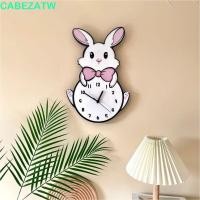 ราคา CABEZATW นาฬิกาแขวนกระต่ายน้อยสีขาว, นาฬิกาแขวนการ์ตูนแบบแขวนน่ารัก, นาฬิกาแขวนดิจิตอลเงียบตกแต่งตลกห้องนั่งเล่น (42058675359)