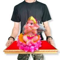 ราคา "พารวย"พระพิฆเนศปางเด็กน่ารัก ประทับนั่งเป่าสังข์และหนูมุสิกะ (กว้าง7นิ้ว สูง7นิ้ว)การลงสีสวยงาม บูชาเสริมความสำเร็จราบร (16497326081)
