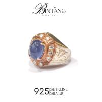 ราคา แหวนไพลิน ผู้ชาย เรือนเงินแท้92.5% ตัวพลอย3-4ct. (40775245481)
