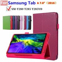 ราคา SAMSUNG สําหรับsamsung Galaxy Tab A 7.0 2016 SM-T280 SM-T285 T280 Magnetic Flipป้องกันกรณีGalaxy Tab A6 7.0 "T280 T285 T285YD Slimน้ําหนักเบาหนัง (26562331765)