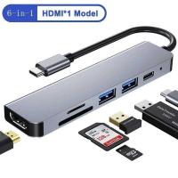 ราคา 6 ฮับ พอร์ต รองรับ HDMI 4K เครื่องอ่านการ์ด SD TF USB 3.0 2.0 ฮับ Type C แท่นชาร์จสำหรับ Book iPad S (43708112611)