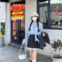 ราคา ล้างสต็อก SMDB605 เสื้อเชิ้ตลายจุดผูกโบว์สีฟ้าน่ารักๆแขนยาว ดีไซน์สวยใส่เที่ยวตามสไตล์วัยรุ่น อก40 ฟรีไซส์ ผ้านิ้มๆ (27182123437)