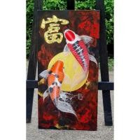 ราคา ภาพวาดปลาคราฟคู่มงคลขนาด30×60cm (44011869758)