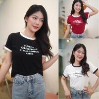 ราคา เสื้อยืดคอกลมพิมพ์ลายตัวอักษร สไตล์เกาหลี พร้อมส่ง (25972875116)
