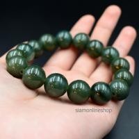 ราคา JADE หยกพม่าแท้ โทนสีเขียวเข้ม ขนาด 12 มม. เกรดพรีเมียม by siamonlineshop (3545027286)