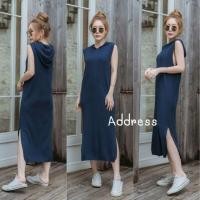 ราคา เดรสแขนกุดแต่งฮู้ด ช่วงกระโปรงแต่งผ่าข้าง (5957992945)