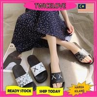 ราคา TWICELOVE KAWS รองเท้าแตะผู้หญิง Blackish รองเท้าแตะ Kasut Shoes Perempuan (22668924519)
