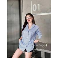 ราคา 099 เสื้อเชิ้ตแขนยาวลายริ้ว ทรงสวยมากๆดีเทลติดกระดุมหน้าและหลังเรียบหรู (25331427305)