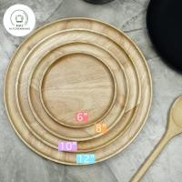 ราคา ถาดไม้ทรงกลม จานไม้ทรงกลม อย่างดี ขนาด 6/8/10/12 นิ้ว ถาดไม้ จานไม้ (3640777213)