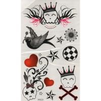 ราคา Tattoo Tattoo Fashion แท็ททู สติกเกอร์ ลาย นก หัวกะโหลก หัวใจ ดาว ดอกไม้ HS222 (18084212)