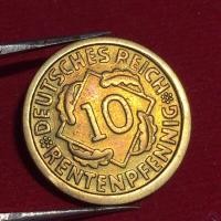 ราคา เหรียญ 10 เพนนิค เยอรมัน ปีเก่า 1924 F หายาก (18775133429)