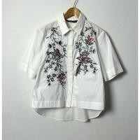 ราคา white cotton embroidered short sleeve shirt zara (51902605718)