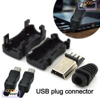 ราคา FOREVER Mini USB Male Connector, Mini USB Jack DIY USB 2.0 Jack, 5Pin Plug Socket Data Cable Connector 5Pin 4 In 1 ประกอบสายไฟพร้อมฝาครอบพลาสติก (57356494361)