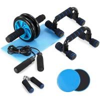 ราคา 5-In-1 AB Wheel Roller Kit with Push-Up Bar Jump Rope Hand Gripper and Knee Pad Abdominal Core Carver Fitness Workout (40967981531)