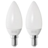ราคา SOLHETTA ซูเฮตต้า หลอดไฟ LED E14/2ชิ้น 250 ลูเมน, หลอดจำปา/แก้วฝ้า (40052392273)