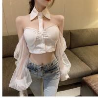 ราคา พร้อมส่ง ขาว ครอปปาดไหล่โชคเกอร์ (8524106474)