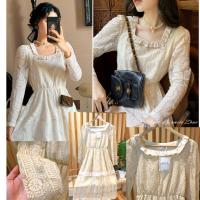 ราคา เดรสผ้าลูกไม้สีครีม​ ฉลุทั้งชุด (9008897371)