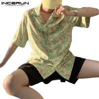ราคา Incerun เสื้อลําลองสําหรับผู้ชายแขนสั้นคอวีพิมพ์ลายใบเมเปิ้ล (4180357987)
