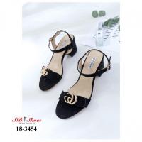 ราคา 18-3454 รองเท้าวัสดุหนังกลับนิ่ม ส้นตันสูง 2.5 นิ้ว ทรงสวย เปิดหน้า (1443031828)