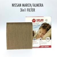 ราคา ไส้กรองแอร์ PM 2.5 กรองแอร์ PM2.5 BIO-GUARD 3in1 Filter NISSAN MARCH/ALMERA by Sakura OEM (1334016044)
