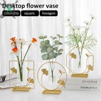 ราคา แจกันหลอดกรอบโลหะ Round/Square/Hexagonal Vase Tube Glass Planter Terrarium เรขาคณิตกรอบโลหะแจกัน SHOPCYC6073 (28751738785)