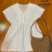 ราคา มินิเดรสลูกไม้ฉลุ สีขาว (3715684220)