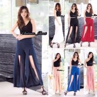 ราคา กางเกงชีฟอง ผ่าหน้า S M L XL มีหลายสี (148173236)