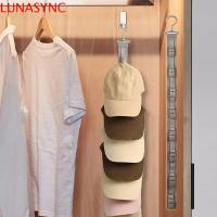 ราคา LUNASYNC ราวแขวนหมวกแนวตั้ง 8 คลิปขาตั้งหมวกกอล์ฟ, ที่วางหมวกแขวนตะขอหมุนประหยัดพื้นที่หมวกเก็บไม้แขวนเสื้อหมวกเบสบอล (46306313401)