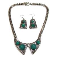 ราคา TANITTgems Antique Turquoise Tibet Silver Necklace Set#1502 (453247195)