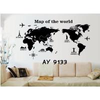 ราคา สติ๊กเกอร์ติดผนังขนาด 60x90 สติ๊กเกอร์ติดผนังแผนที่โลก Country Icon AY 9133 (43776171811)